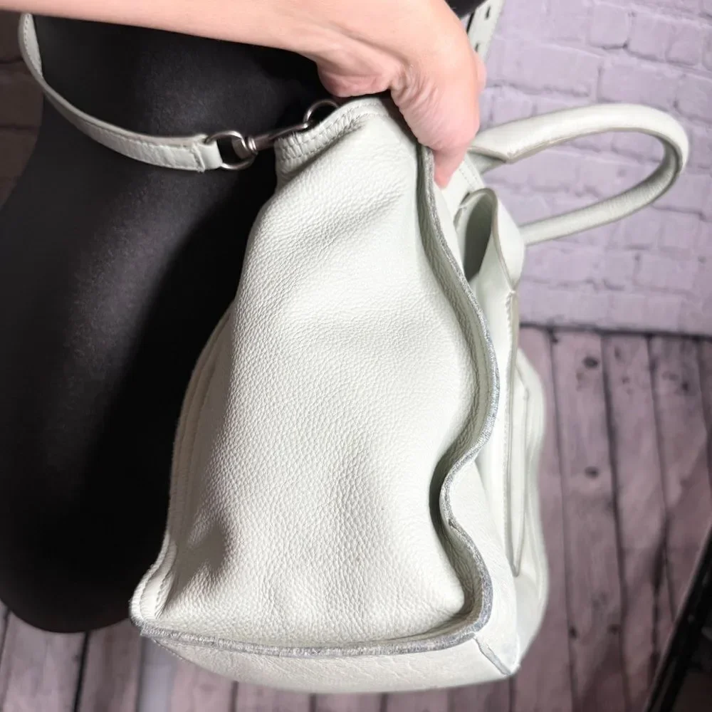Lucky Brand Light Aqua Supple Leather Slouchy Hobo Tote With Crossbody Strap